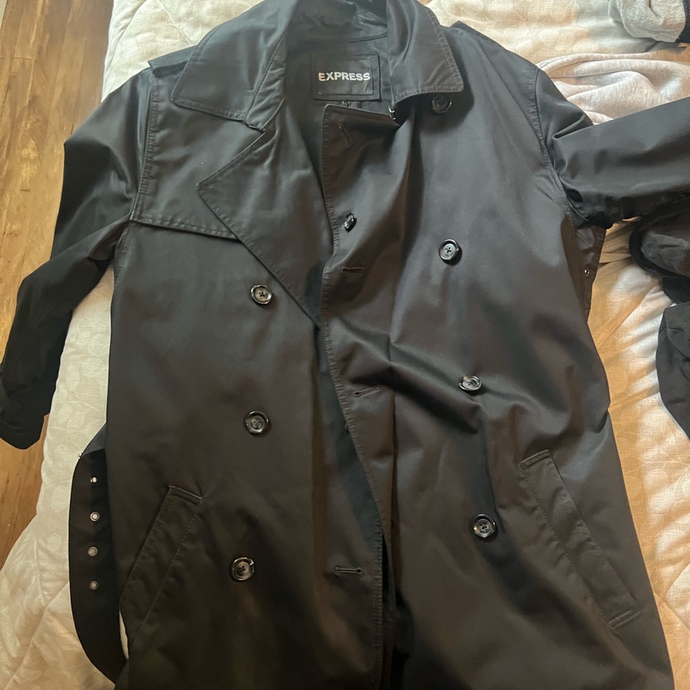 Express Black Double-Breasted Men's Raincoat